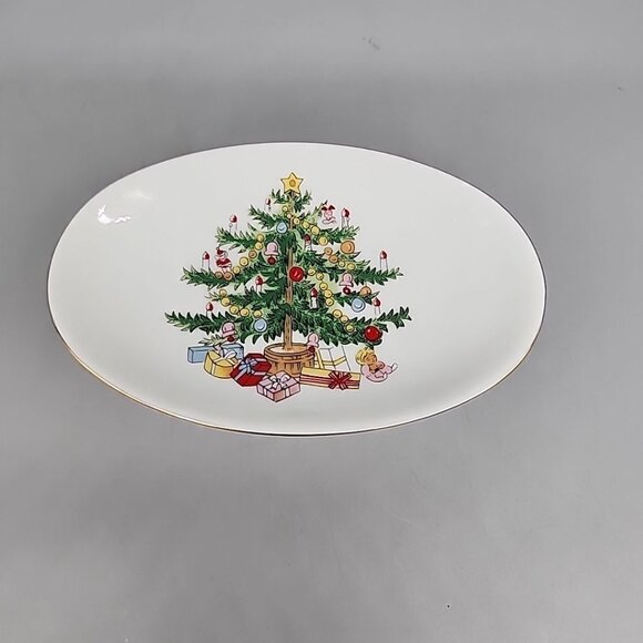 Christmas Tree Ceramic Bathroom Pedestal Soap Dish Japan, White Green - Picture 2 of 6